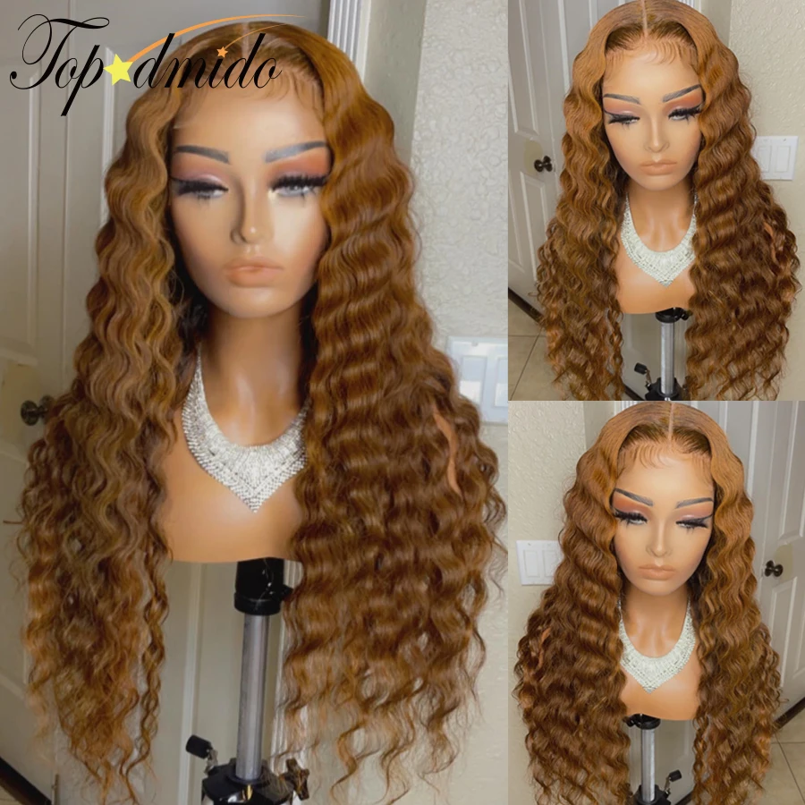 

Topodmido Honey Blonde Color Deep Wave13x6 Lace Front Wigs 13x4 Peruvian Remy Hair Human Hair Wigs Glueless 4x4 Closure Wigs