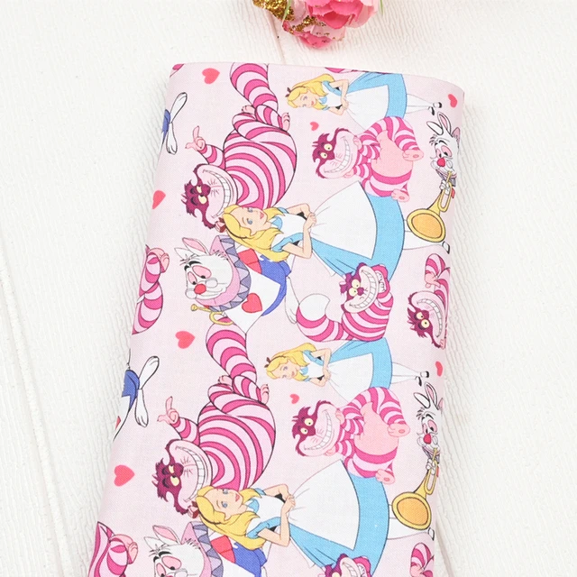 Értékesítés Disney Hercegnő Alice Pamutszövet Varráshoz Patchwork Diy Foltvarrás Szövet Varrás Lány Ruha Ruhás Kézimunka Anyag - Image 3