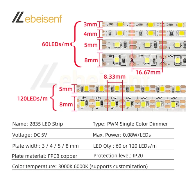 SMD 2835 12V LED Flexible Light Strip 360LED/m 120LED/m 5m Ribbon Christmas  Holiday Home Kitchen Bar Decoration Indoor Lighting - AliExpress