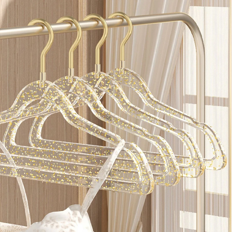 10/20pcs Clear Acrylic Hangers Non-Slip Plastic Transparent Flash Closet Organizer Save Space Camisole Skirts Dressing Storage 2