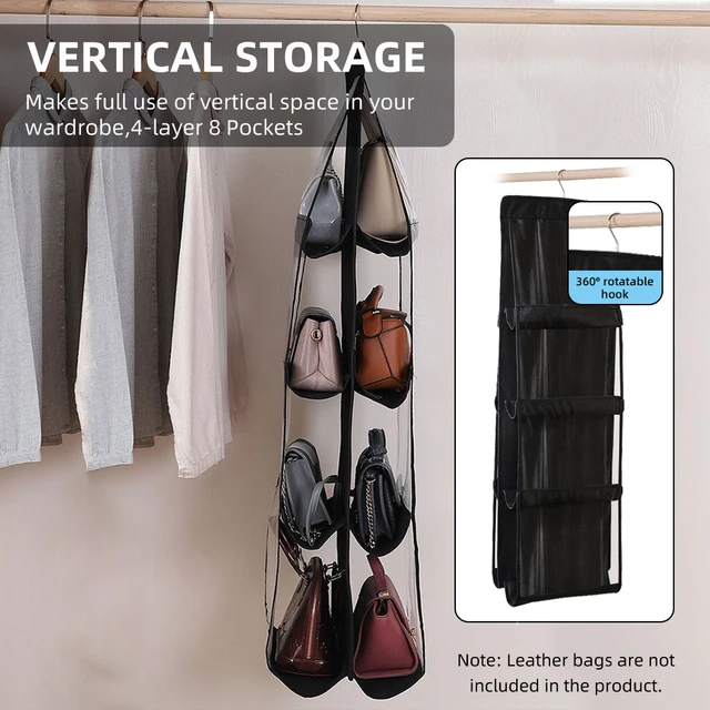 8 Pockets Hanging Handbag Organizer for Wardrobe Closet Dust-proof Storage  Handbag Tote Bag Clothes Organizer