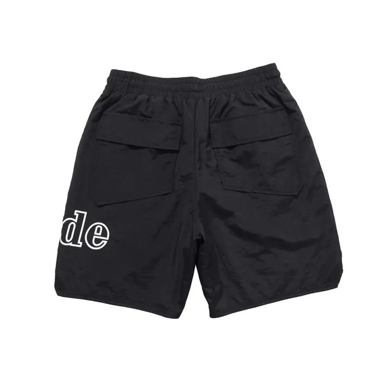 best men's casual shorts 22FW NEW hip-hop RHUDE Shorts Men Women 1:1 High Quality Logo Rhude Washed Black red Splicing Mesh Breeches Shorts smart casual shorts mens