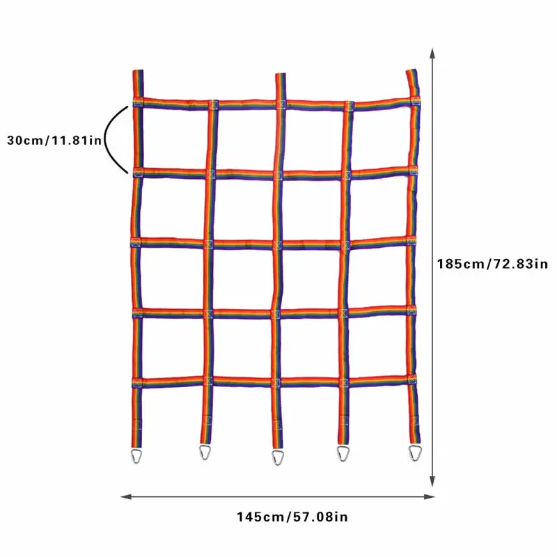 Outdoor Children Rainbow Climbing Net Rope Ladder Jungle Warrior Obstacle Courses Hanging Step Playground Climbing Training Wall