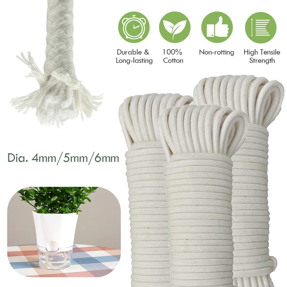 ORIMERC 100ft 6mm Zelf Watering Capillaire Lul Koord Vakantie Plant Sitter DIY Hydrocultuur Wicking Zelfbewaterende Planter Pot Automatische Watersysteem Apparaat Ingemaakte Violet Auto Zaailing