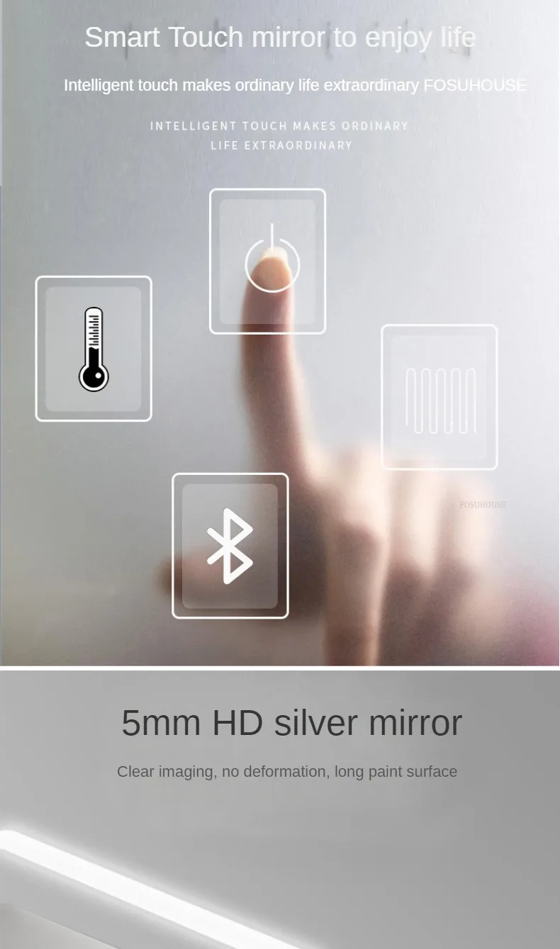 Description Picture 6 of itemEuropean Smart Mirror for Toilet Touch Screen Luminous Defogging Bath Mirrors Simple Light Luxury Household Mirrors for Bedroom