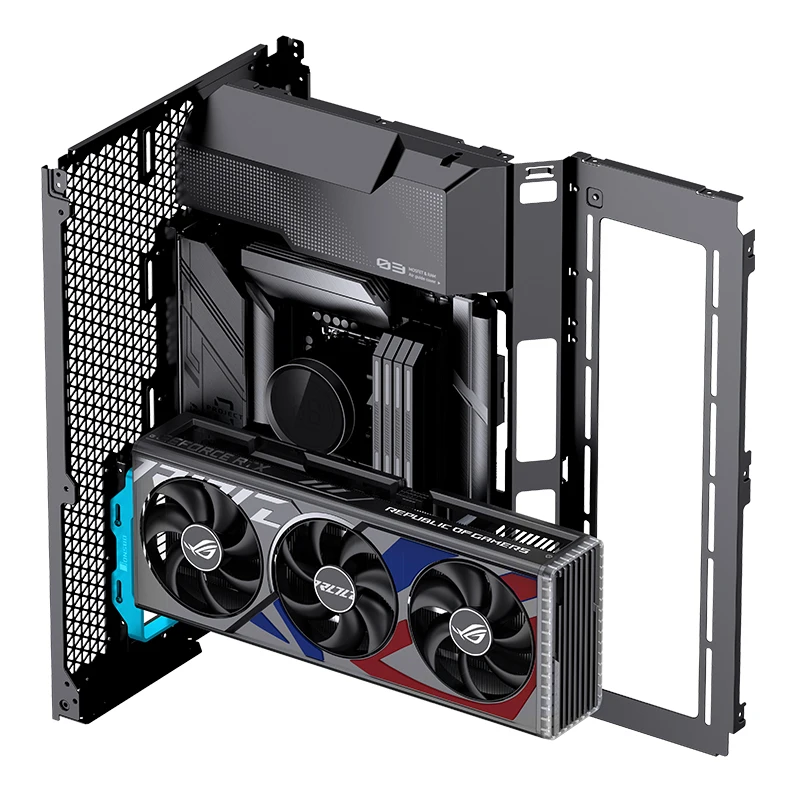 존스보 A50 PCIe 5.0 수직 그래픽 카드 홀더 알루미늄 GPU 마운트 (라이저 케이블 길이 175mm) 고속 회색 PC 케이스용