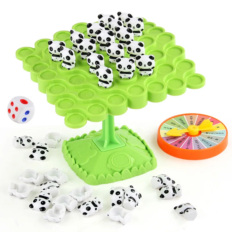 48pcs Balancing Tree Toy Educational Board Game Panda Astronaut Balance Board Tabletop Party Funny Parent-Child Interactive Game