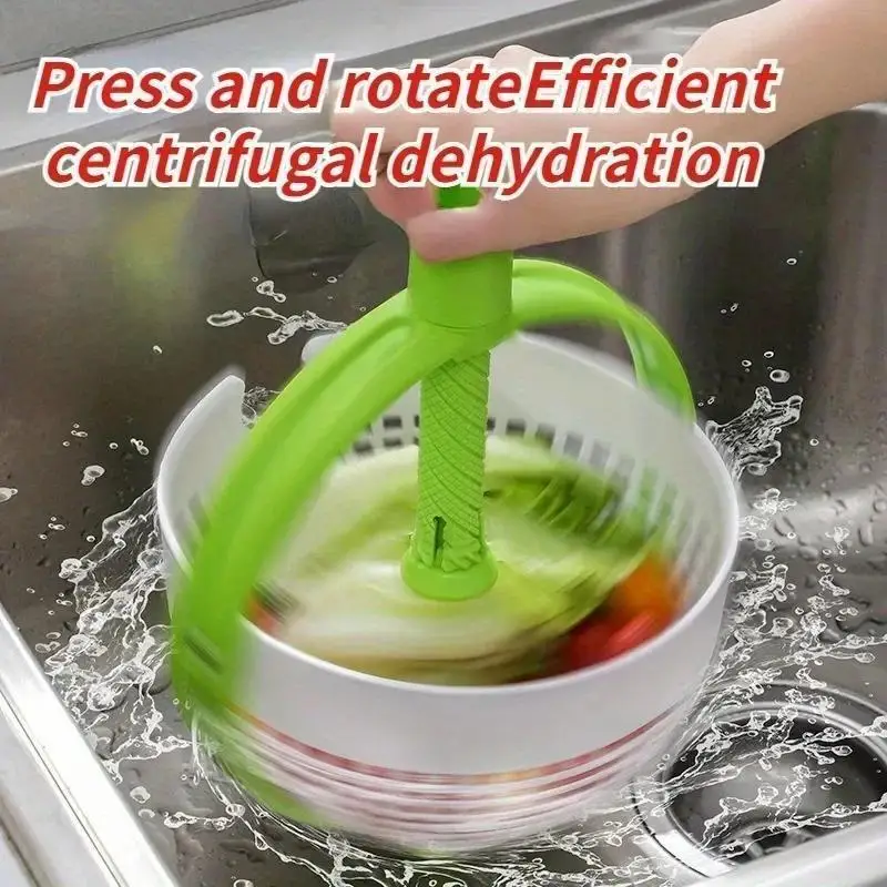 New 1 Pcs Vegetable Fruit Cleaning Rotating Drainage Basket Dehydration Water Throwing Household Kitchen Portable Drain Baskets