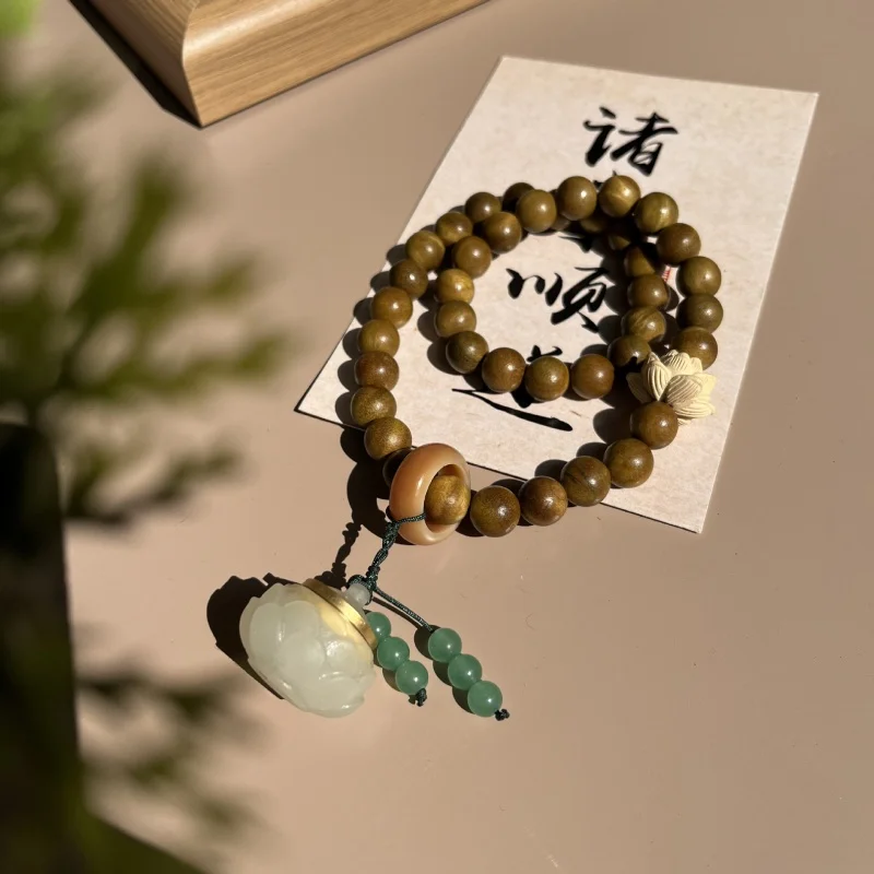Guajacwood Double Circle Green Sandalwood Beads Hand Toy Sacchetto Di Profumo Luminoso Bracciale In Legno Di Sandalo