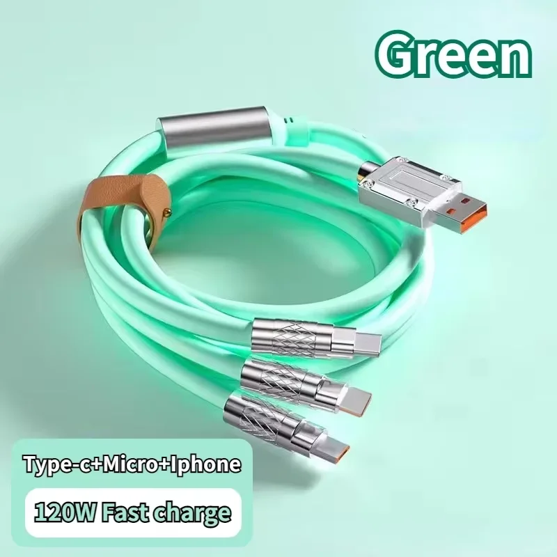 ตัวเลือกสินค้า สายชาร์จเร็ว 3 หัว 120W ชาร์จได้ทุกแบรนด์