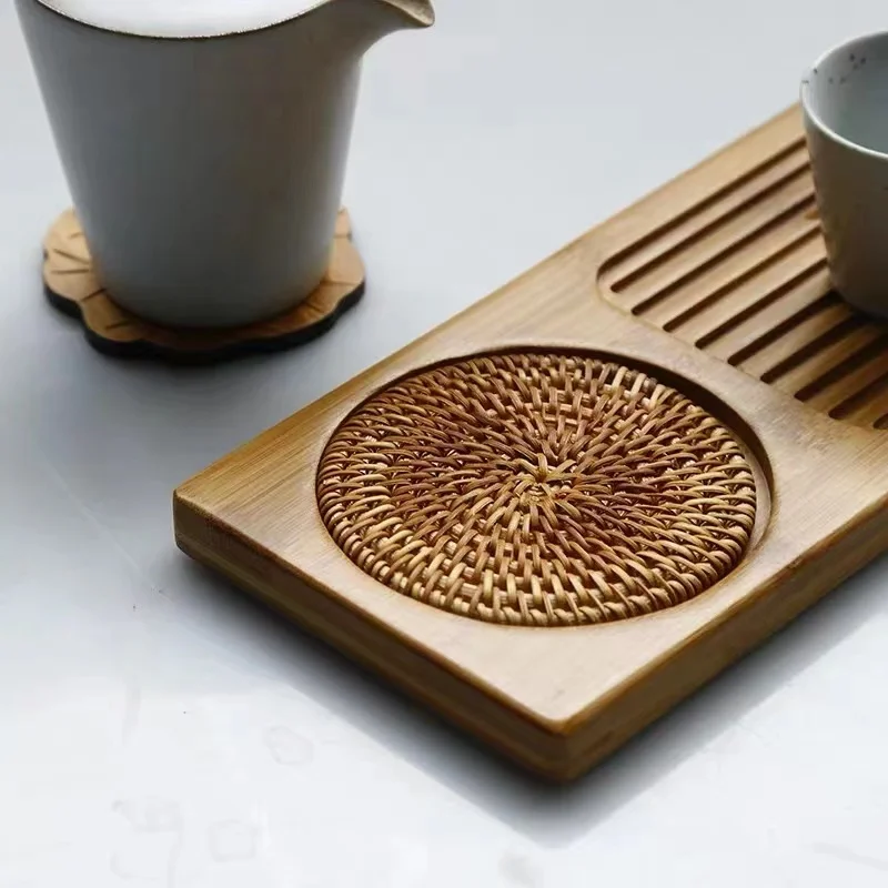 l Bamboo Wood Tea Tray Dry Pounding Stage Japanese Sle Handmade Home Use Small Simple Gongfu Tea Set Tea Tray  W...