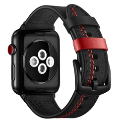 Timeless Vintage Leather Apple Watch Band - Premium Strap for 38mm 40mm 41mm (Black)