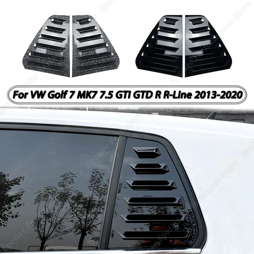 For Volkswagen Golf 7 MK7 7.5 GTI GTD R R-Line 2013-2020 Gloss Black Rear Window Side Vent Shutter Louver Cover Car Accessories