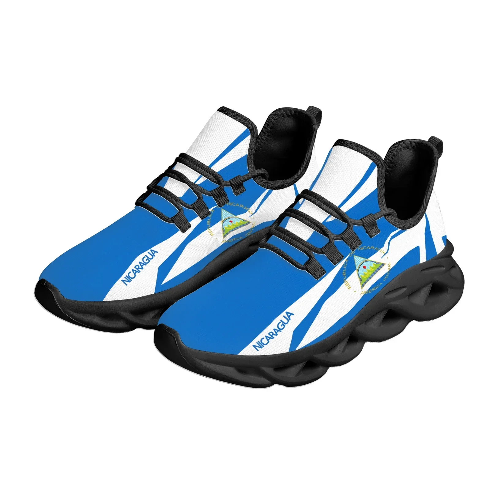 Classic Nicaragua Flag Design Soft Sole Sneakers Adult Non-Slip High Quality Platform Lace Up Shoes Street Trend Casual Shoes