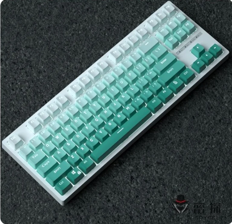 Keycaps Gradiente Verde Oem Perfil Backlit Transparente Seagrass Keycap Pbt Lado Top Impressão Keycap Algas Forgk61 87 104 Teclado - Imagem 3
