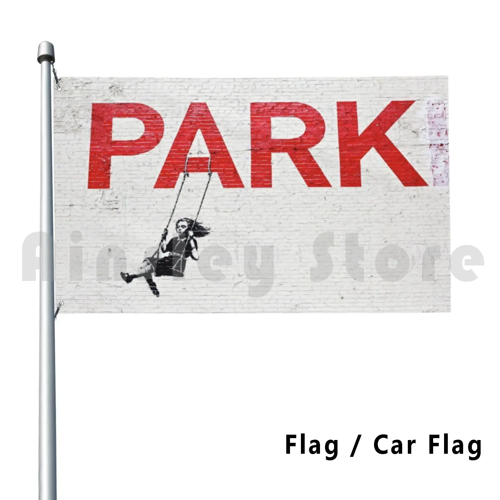 Banksy "Park" Outdoor Decor Flag Car Flag Banksy Graffiti Street Art Play Fine Art Los Angeles La
