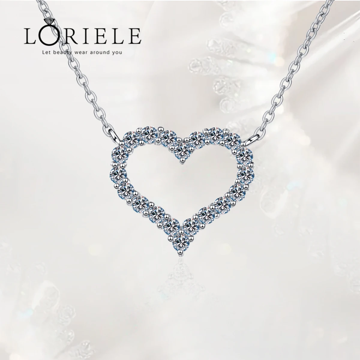 

LORIELE Certified Moissanite Necklace for Women 0.3-2CT VVS Brilliant Moissanite Diamond Halo Pendent Necklaces Anniversary Gift