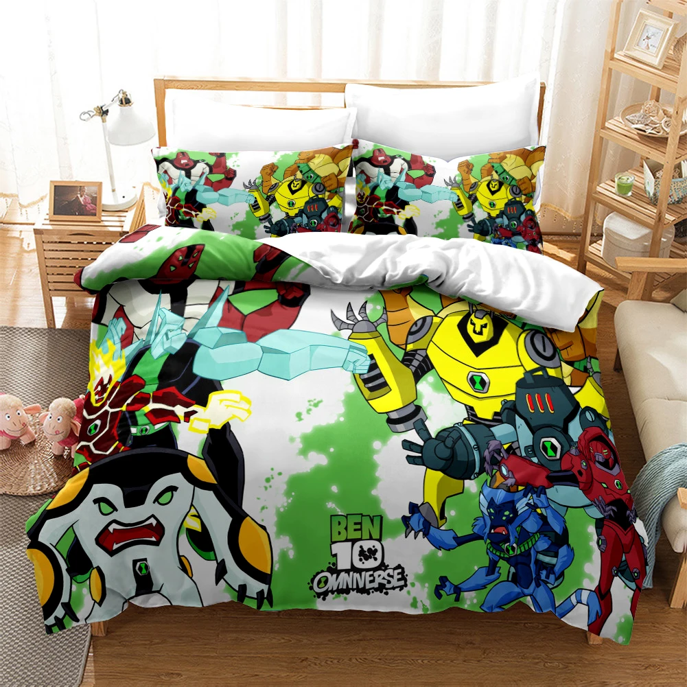 3D Cartoon Ben10 Duvet Cover with Pillow Cover Bedding Set  Single Double Twin Full Queen King Size Bed Set for Bedroom Decor 3