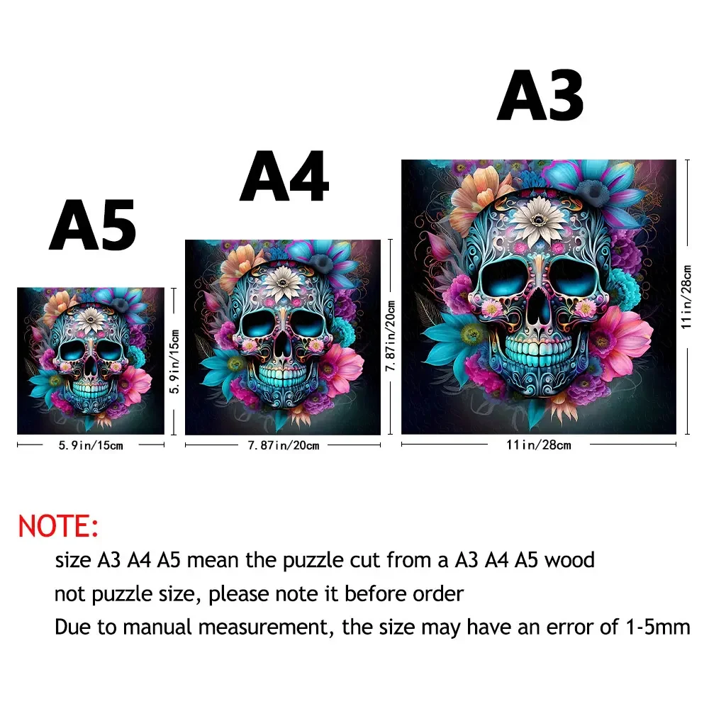 Halloween Skull Wooden Jigsaw Puzzles Special-shaped Animal Jigsaw Puzzles For Adults Decompression Round Super Hard High 5