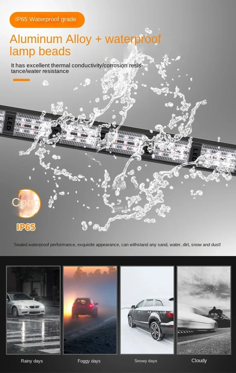 Multifunctional Color-Changing Bumper Light Led Strobe Rescue Warning Light Car Truck Opening Flash Strip Stick