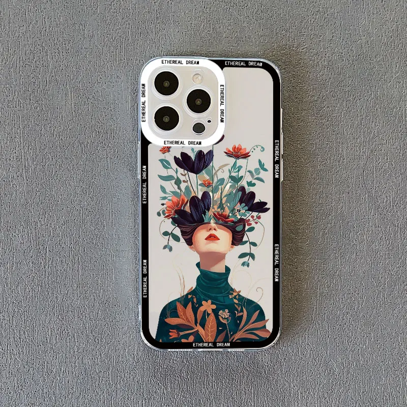Frauen Mode Gänseblümchen Blumen mädchen klar Telefon Fall für iPhone 15 12 11 Pro Max 13 14 Pro Max 7 8 15 14 plus se2 x xr xs Rückseite – Detail 1