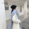 1PC Solid Color Imitation Wool Scarf Women Luxury Thick Shawl Wraps Winter Warm Long Tassel Hijab Foulard Femme Scarves 230*37cm 4