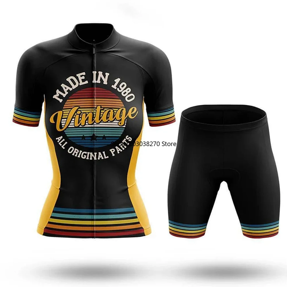 

Retro Custom Year Vintage Summer Cycling Jersey Short Set Wear Gel Breathable Pad MTB Clothes Kits Bike Clothing Road Suit