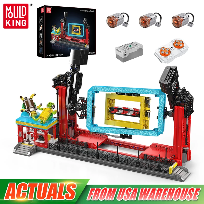 Mould King 11019 Amusement Park Toys The Motorized Rolling Waves Ride Building Block Technical Roller Coaster Brick Set Kid Gift
