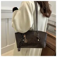 Trend PU Leather Work Shoulder Bag Large Capacity Simple Female Crossbody Bag Solid Color Commuting Bag Women Female