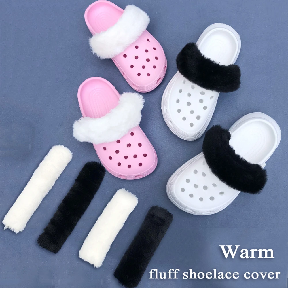 

Теплые пушистые чехлы на заднюю панель для обуви, Плюшевые Чехлы на шнурки, черные, белые украшения для обуви, съемные классические аксессуары для обуви