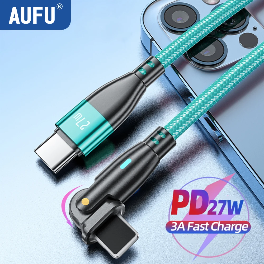 AUFU USB C to Lightning 27W Fast Charging Cable with 180° Rotating Design