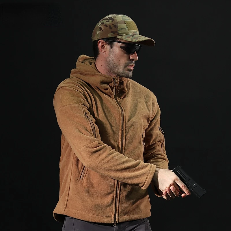 

Spring Autumn Fleece Tactical Jacket Men Army Military Thermal Hooded Jackets Outwear Windproof Hunting Coats Asian Size S-4XL