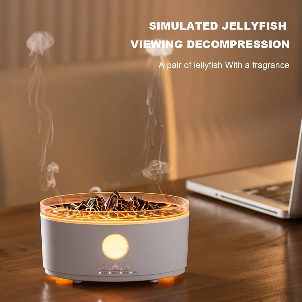 Multicolor Humidifier Aromatherapy Flame Volcano Light TimerFlame Ultrasonic Essential Oil Diffuse For Bedroom Home Yoga Office 2