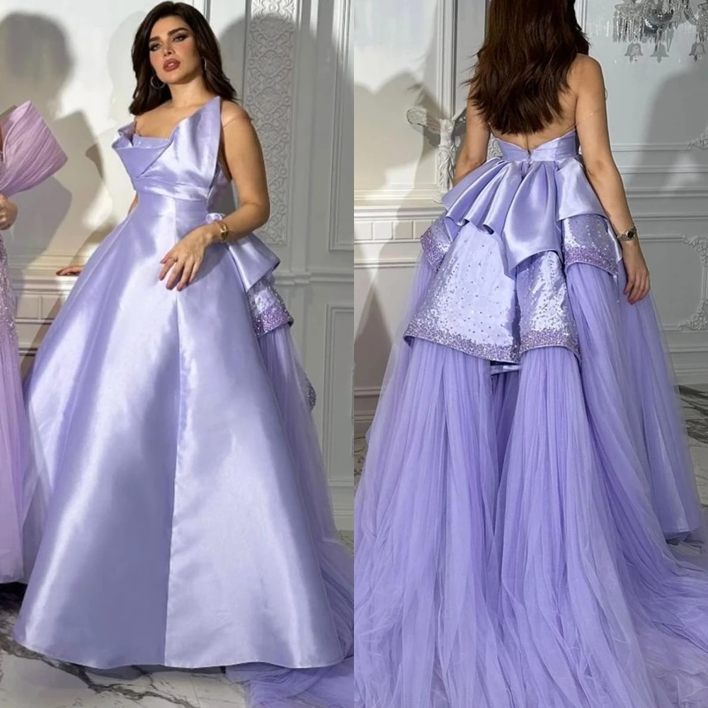 Jiayigong  Satin Tiered Draped Beading Clubbing Ball Gown Strapless Bespoke Occasion  Long Dresses