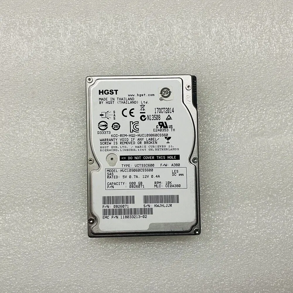 H.G.S.T HUC109060CSS600 C10K900 600GB 2.5 10K RPM 64MB SAS HARD DRIVE