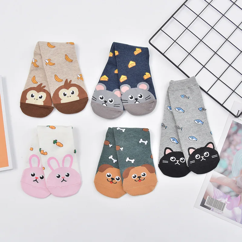 

New Casual Women's Socks Cartoon Animal Straight Socks Food Tide Socks Medium Cotton Socks Women Socks Home
