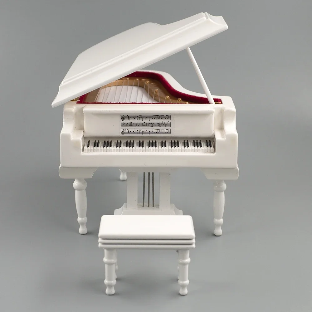 Miniature Grand Piano Model with Stool Mini Musical Instrument 1/12 Dollhouse 1/6 Action figure Accessories bjd 1/8 1/10 1/14