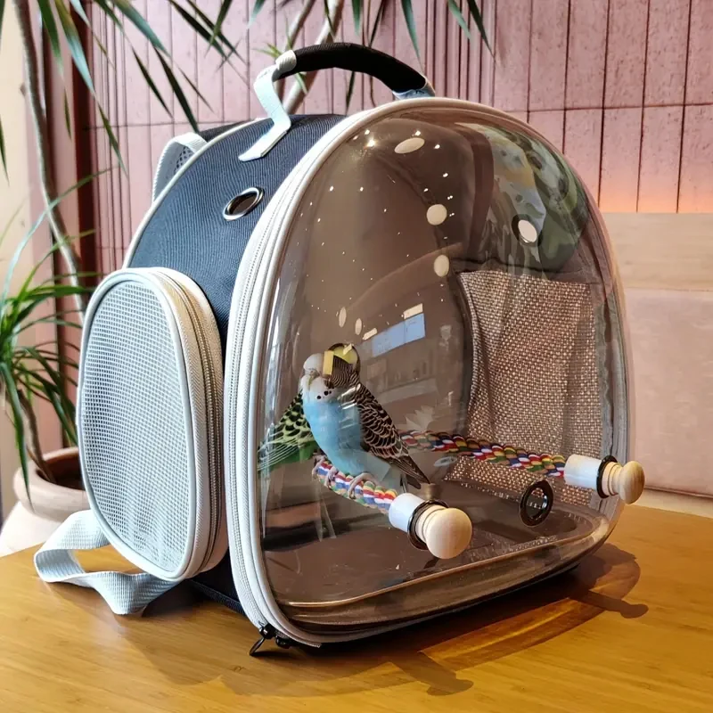 Pet Carrier Bag Portable Bird Travel Backpack with Rope Perch For Parrot Birds Cage Transparent Double Shoulder Gruinea Pig