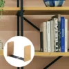 2Pcs Wood Bookend with Metal Base Wooden Desktop Bookends Book Organizer Office Bookends Book Ends Stand Holder Shelf Bookrack 4