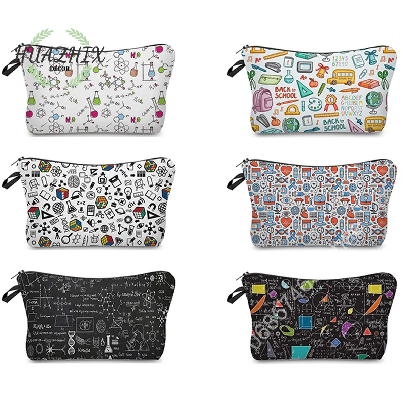 

Natural Science Printed Cosmetic Bag for Student Pencil Case School Teacher Storage Women's Bags Portable Ladies Toiletry Kit