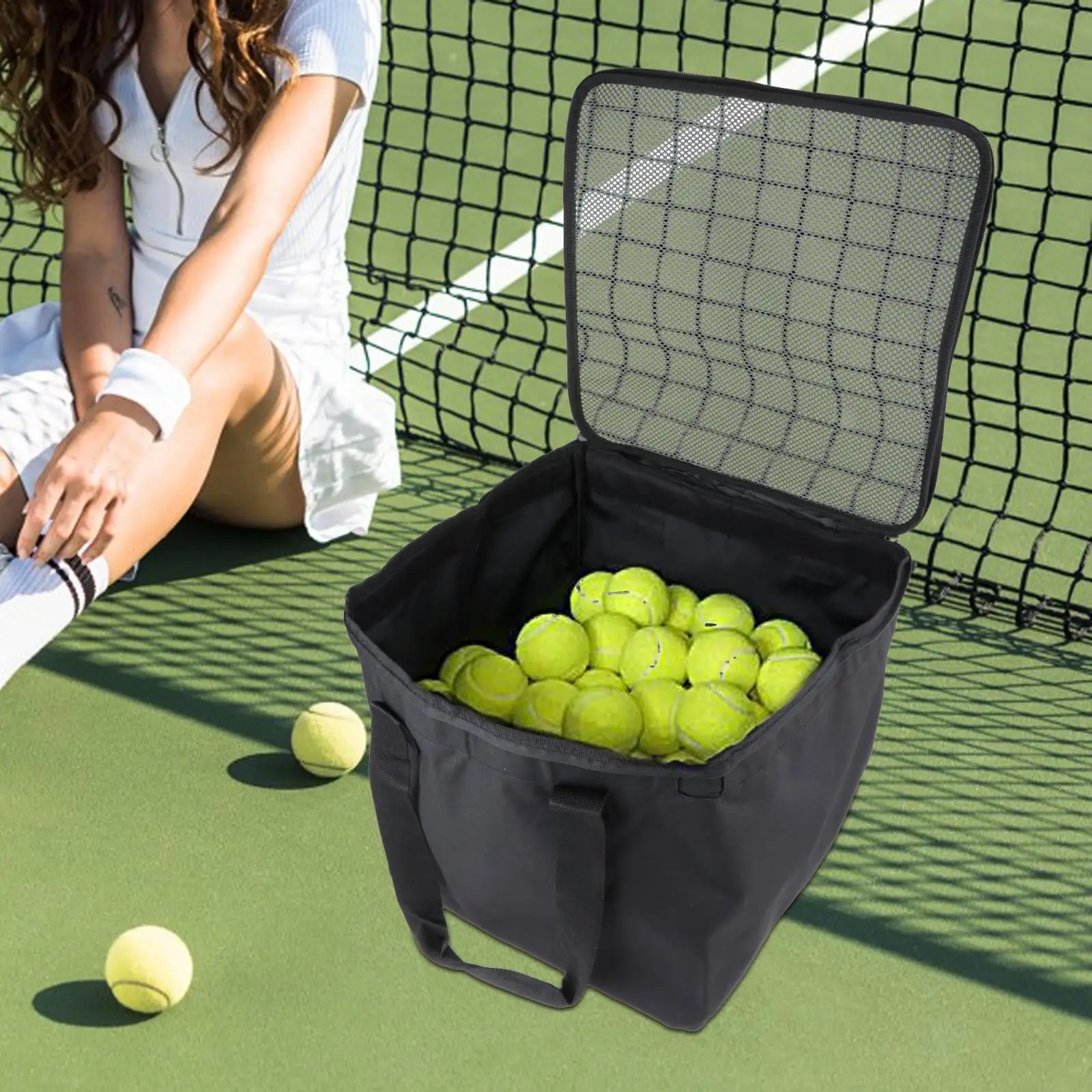

Сумка для теннисных мячей, сменная сумка для теннисных мячей, вместительная черная корзина для теннисных мячей 160
