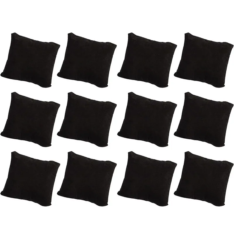 12 Pack Small Black Watch Pillow Velvet Bracelet Pillow Jewelry Displays Watch Bracelet Bangle Cushions Stand for Boxs