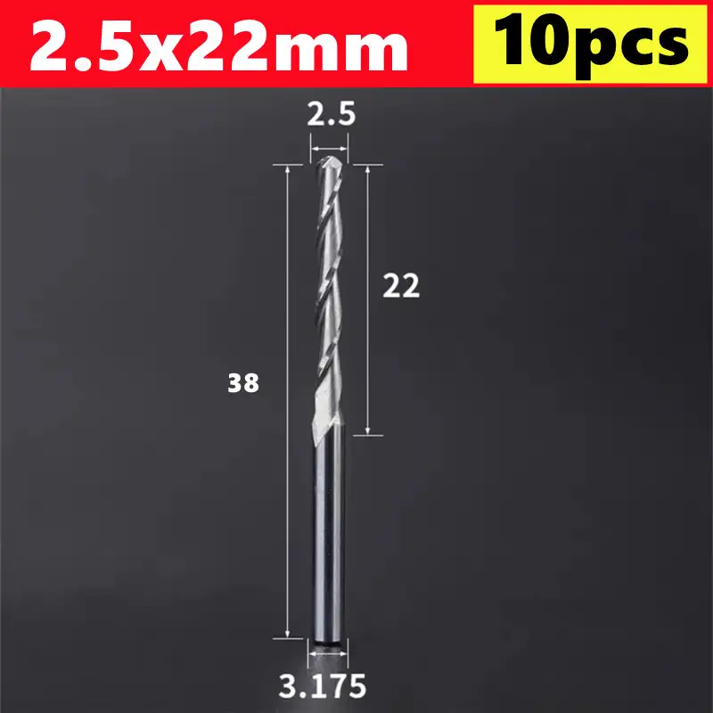 10pcs 2 Flute Ball Nose End Mill 3.175mm (1/8)Shank CNC Router Bit Carbide End Mill Spiral Milling Cutter for Woodworking image 21