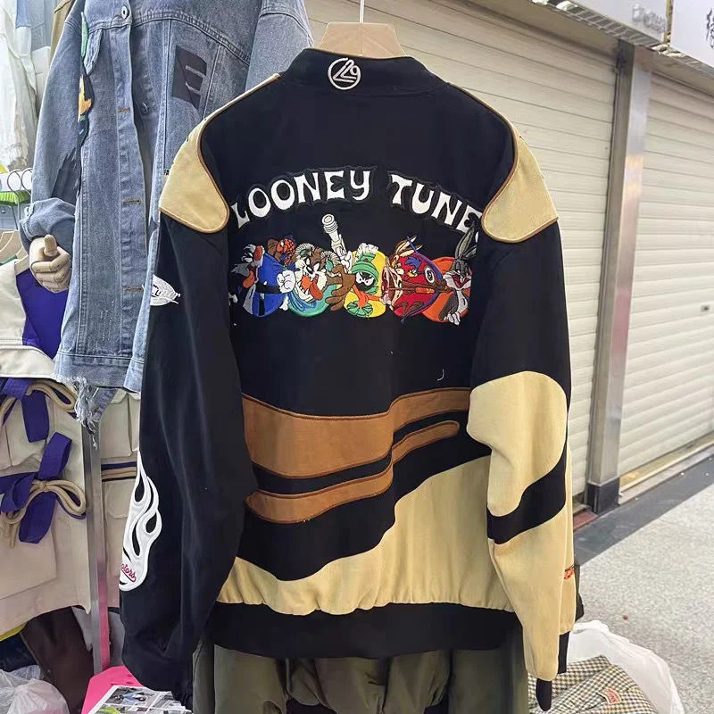 Autumn Winter Men Embroidery Baseball Plus Size Parkas Casual Zipper Long Sleeve Vintage Bomber Jacket Coat