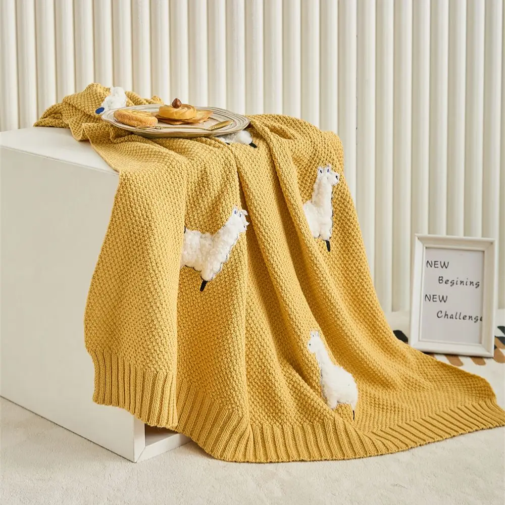 

Nordic Style Knitted Blankets Cotton Air Conditioning Blanket for Sofa Office Leisure Nap Throw Portable Tapestry Travel Shawl