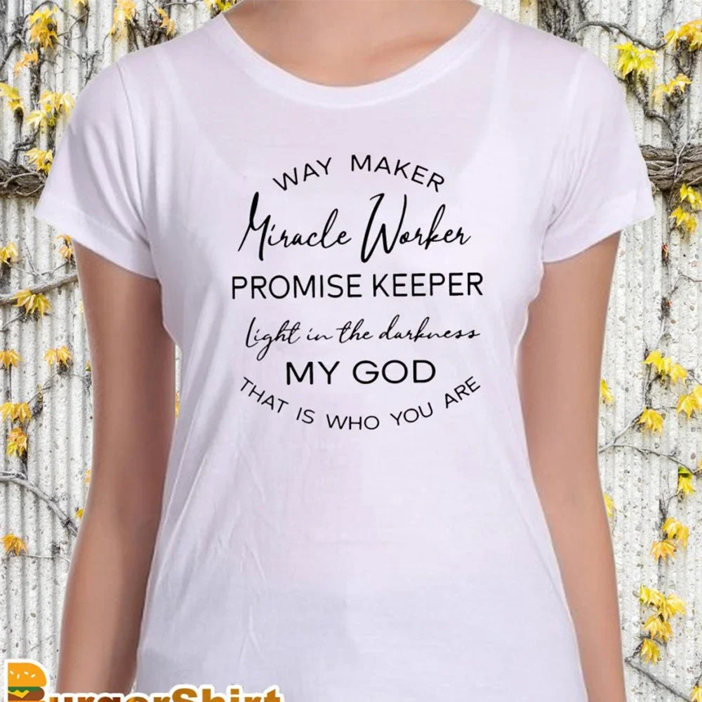 

Way Maker Miracle Worker T Shirt Cotton Letter Christian Women Tshirt Jesus God Church Short Sleeve Tops Dropshipping