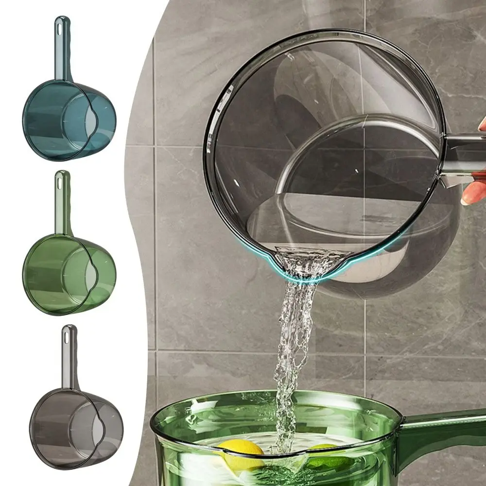 Long Handle Transprent Water Scoop Plastic Water Dipper Fruit Vegetable Washing Scoop Baby Bath Dipper Spoons Can Hang Bathroom