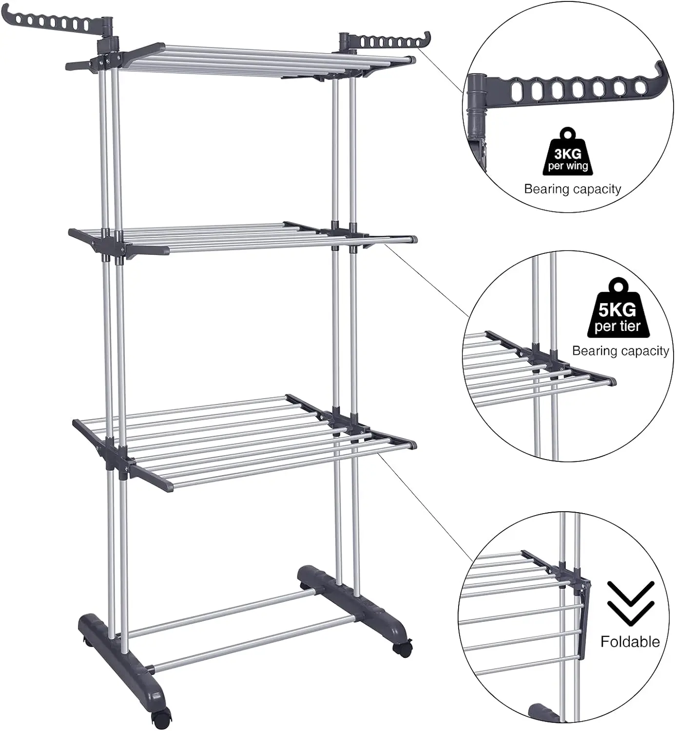Essential Laundry Solution: 4-Tier Clothes Drying Rack, Folding Rail ...