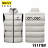 Men's Sleeveless Vest Stand Collar Thicken Jacket Down Windproof Winter Coat Custom Printing Company Brand Diy Logo Warm Vest 1