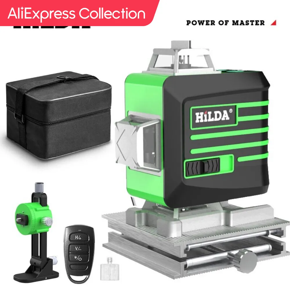 AliExpress 컬렉션 HILDA 레이저 레벨 미니 12/16 라인 3D/4D 수평 360 수평 및 수직 크로스 슈퍼 강력한 AliExpress 컬렉션 HILDA 레이저 레벨 미니 12/16 라인 3D/4D 수평 360 수평 및 수직 크로스 슈퍼 강력한